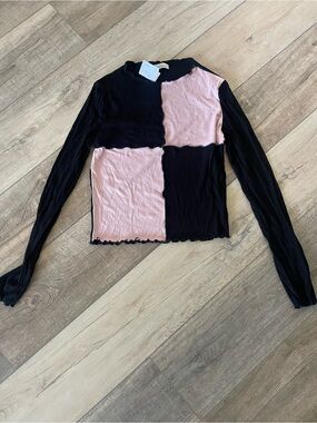 NWT Haley & June Black & Pink Colorblock Ribbed Long Sleeve Top XL